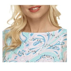 Bob Mackie Womens 3X Sheer Print Caftan Built in Shell Sequins Seafoam Green NWT